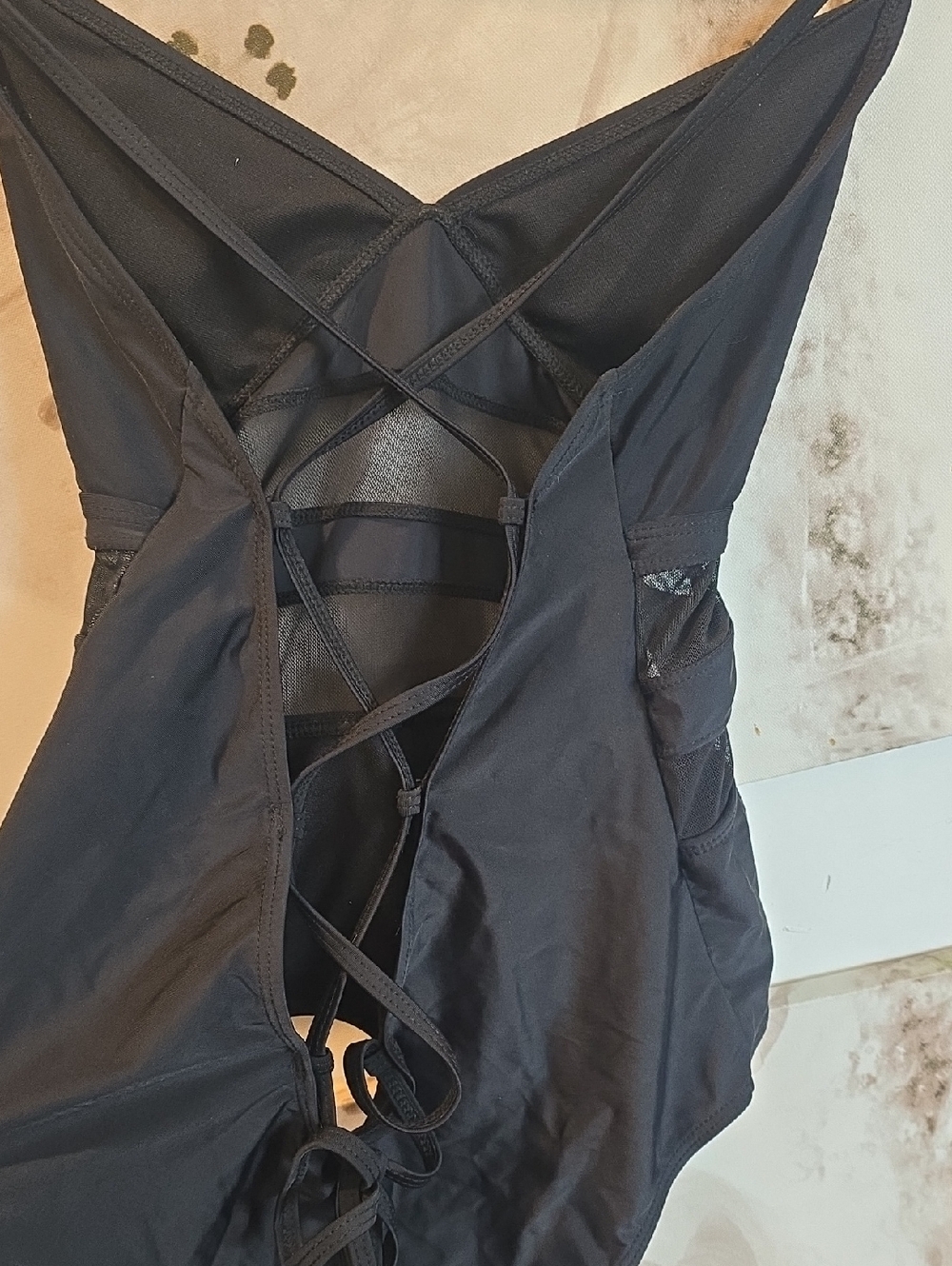 Zaful Black Strappy Cutout Low Back One-Piece Swimsuit - XL
